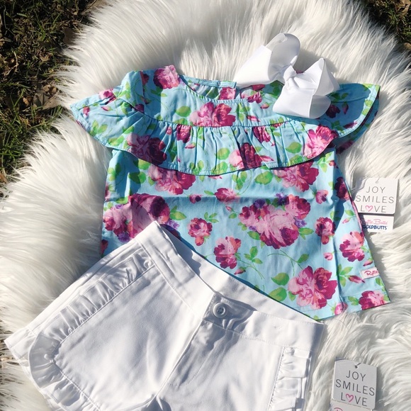 NWT RuffleButts Shoulder Ruffle Top - Picture 2 of 3